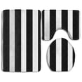 thumbnail image 1 of ABPHQTO Rayas blancas negras Juego de alfombras de baño de 3 piezas Alfombra de baño Alfombra de contorno y tapa de inodoro ABPHQTO Cont-CHAPPLE-11419, 1 of 2