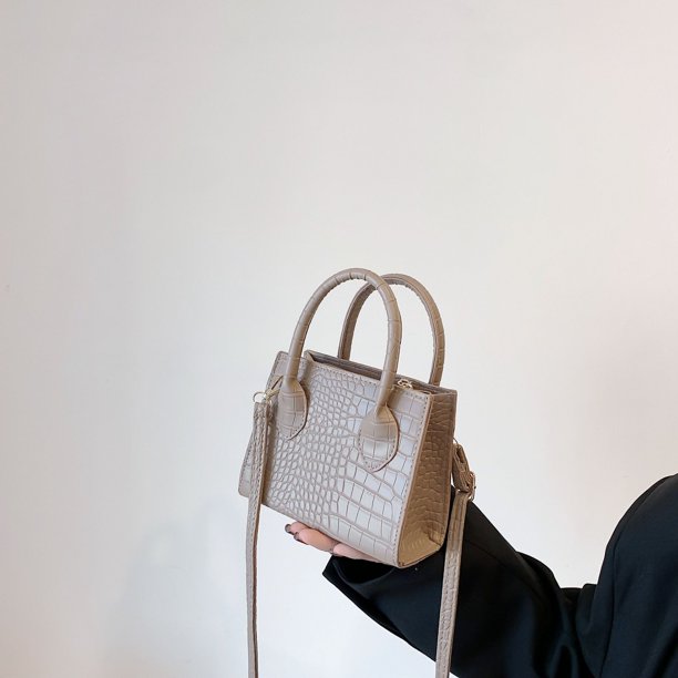 Bolso De Hombro Bolsos cruzados para mujer Patrón de cocodrilo informal Embrague femenino sólido (Caqui)