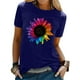 thumbnail image 4 of Gibobby Camisas De Vestir Camiseta informal con estampado de flores para mujer, camiseta de manga corta con cuello redondo, camiseta elegante holgada, blusa, Top（Azul， S), 4 of 5