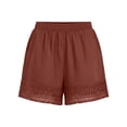 thumbnail image 6 of Women's High Waisted Lace Trim Shorts, Elastic Lightweight Summer Shorts with Fringe Hem and Pockets, Stylish Casual Flowy Shorts for Beach Vacation Daily Wear Brick Red S, 6 of 7