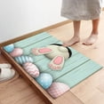 thumbnail image 4 of Cute Easter Rabbit Wood Entrance Door Mat, Funny Eggs Bunny Low Profile Tradition Decor Welcome Mat, Non-Slip Carpet Rugs Floor Mat Decorative for Home/Bathroom/Kitchen/Indoor - 16"x24", 4 of 6