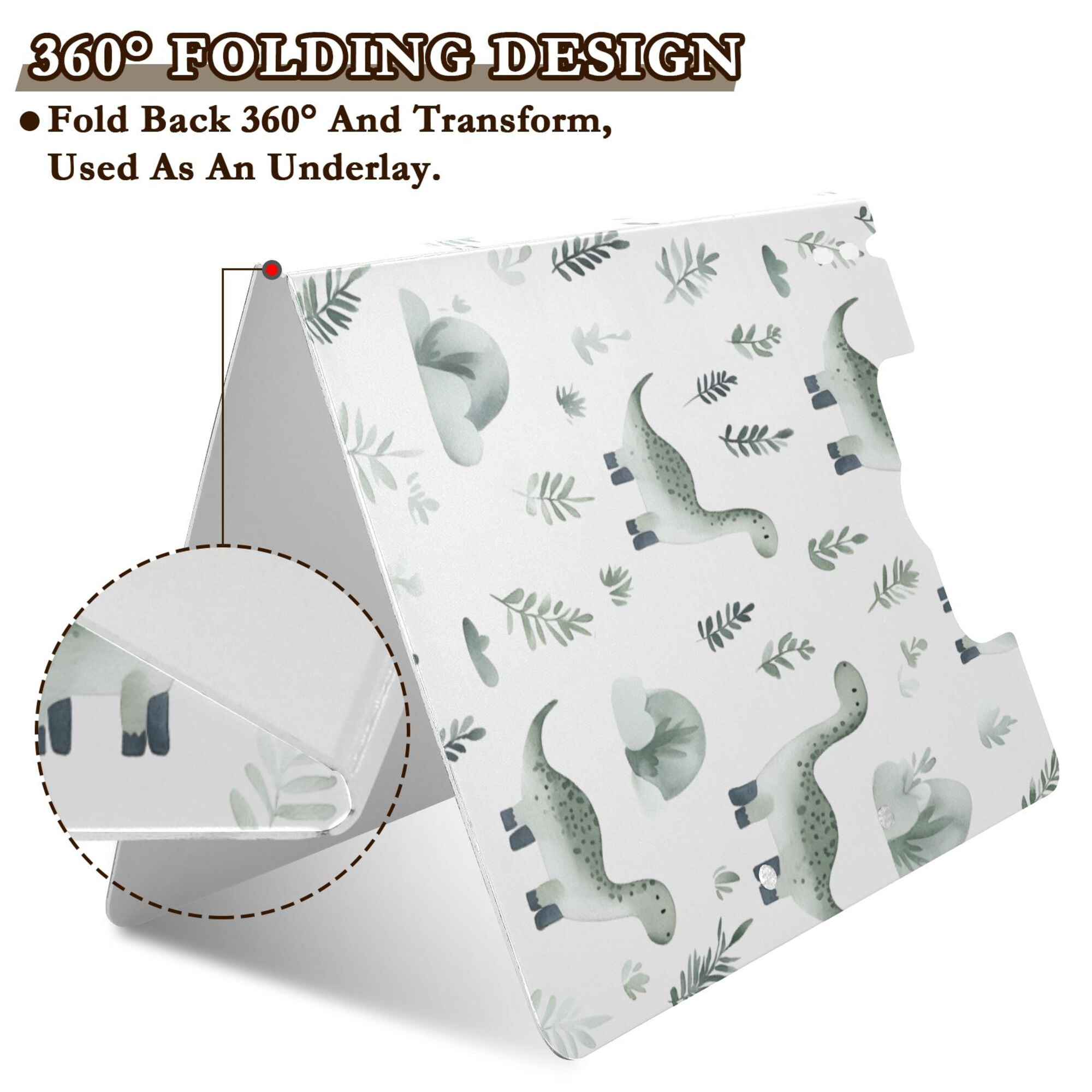 FORMRS A4 Clipboard Folder with Pen Holder Horizontal Foldable School Office Binder, Green Dinosaur Pattern