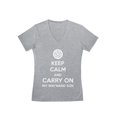 thumbnail image 1 of Keep Calm and Carry On My Wayward Son Women's Fitted V-Neck T-Shirt XX-Large Gray, 1 of 5
