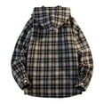 thumbnail image 3 of Betivan Men's Plaid Flannel Shirt Hooded Regular Fit Long Sleeve Button Down Shirts Casual Shirts with Pocket, 3 of 4