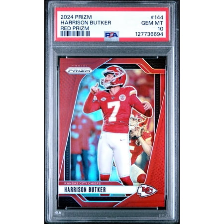 Harrison Butker 2024 Prizm Red Football Card #144 Graded PSA 10 Cert #1277736694