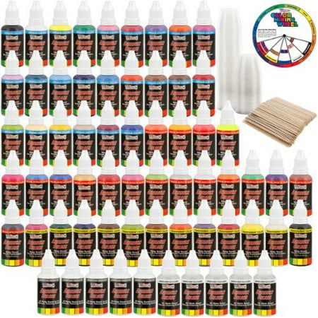 U.S. Art Supply 54 Color Ultimate Airbrush Acrylic Paint Set with Cleaner, Thinner, 100-Plastic Mixing