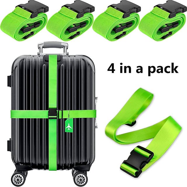 Cinturones para maletas, correas de equipaje ajustables, correas de embalaje de viaje con hebilla de liberación rápida, correas de equipaje para maletas Correas para maletas (4 piezas, Gr
