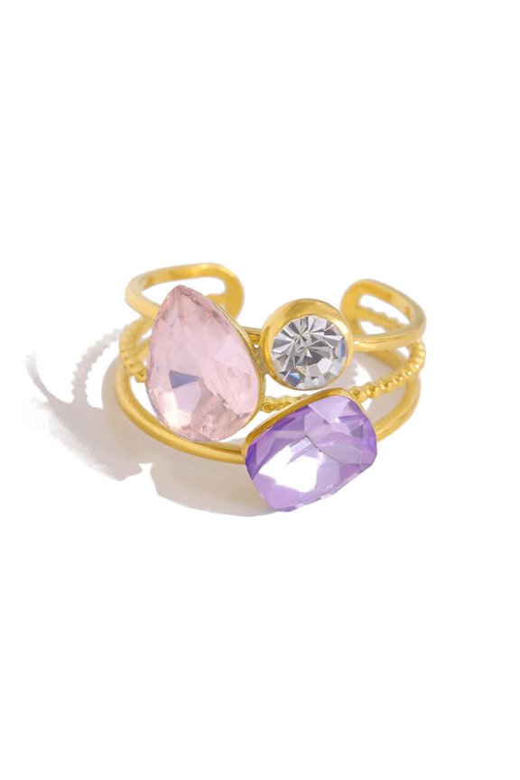 Blue Zircon Adjustable Finger Ring Titaniums Steel Hypoallergenically Jewelry Elegant Accessories Gift For Her