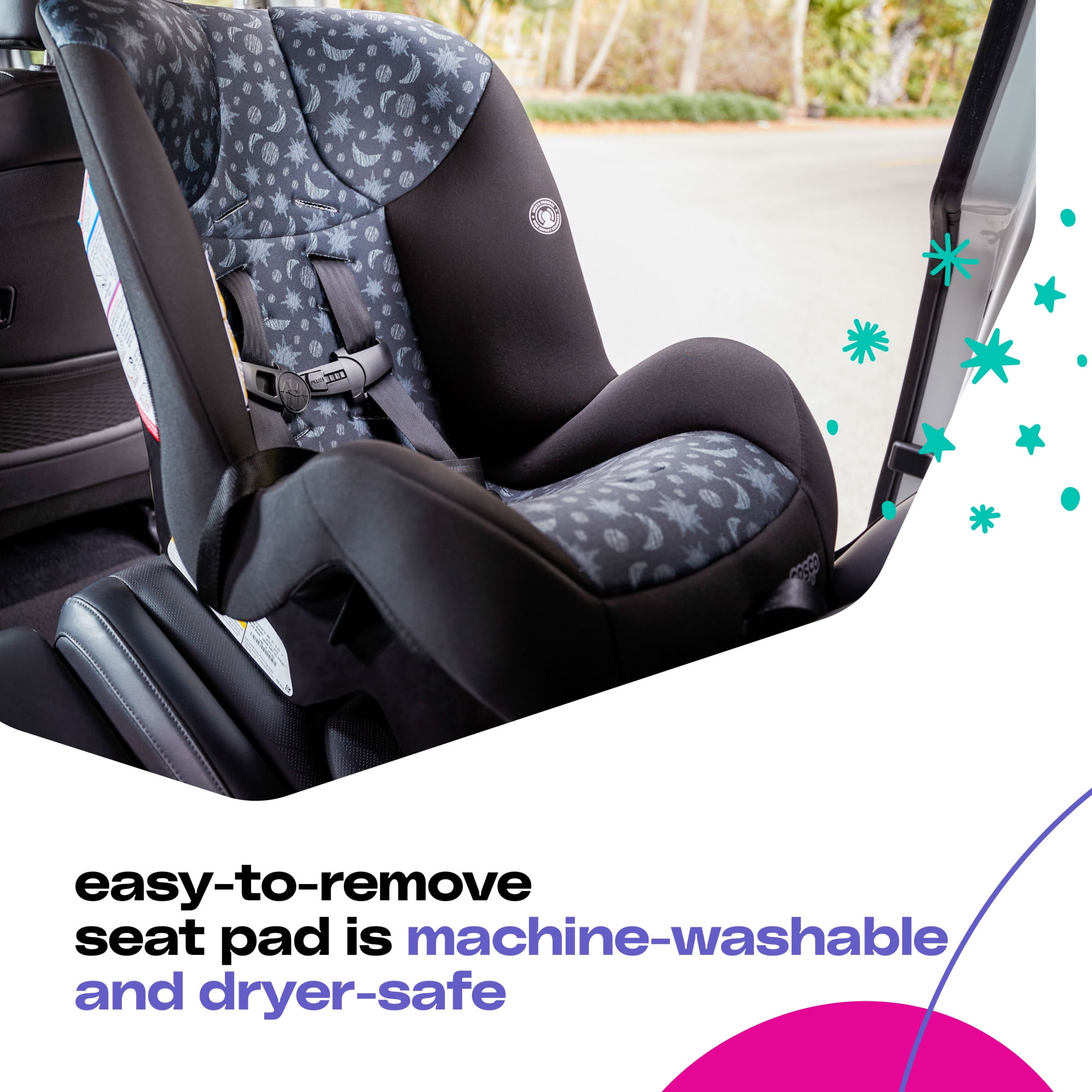 Cosco Kids Scenera Extend Infant & Toddler Convertible Car Seat, Moonlit Night, Black