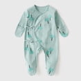 thumbnail image 2 of 1-3 Months Newborn Preemie Boys Girls Underwear Pajamas Rompers Home Clothes Footed Sleeper Gown With Mitten Footed For 0 6 Months Green Rompers Baby Gift, 2 of 8