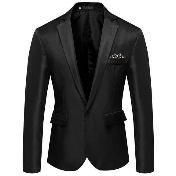 Jinda Men's Long Sleeve Blazer Office Suit Jacket Fashion Button Single Breasted Casual Business Sport Coat Black Medium