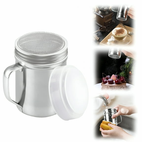 ACDANC 1PCS 6Oz Fine Mesh With Lids - With Handles - Flour Shaker Duster Set - Confection Sugar Shakers