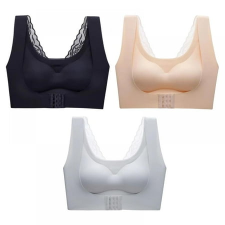 

Women s Beauty Back Full Figure Wirefree Smoothing Bra - Front Closure 5D Shaping Push up Bra Seamless Beauty Back Comfy Underwear M-4XL(3-Packs)