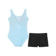 thumbnail image 4 of Moggemol Ensemble de Danse Patchwork en Maille Transparente pour Filles, Justaucorps Sans Manches avec Short, Bleu Clair 10, 4 of 7