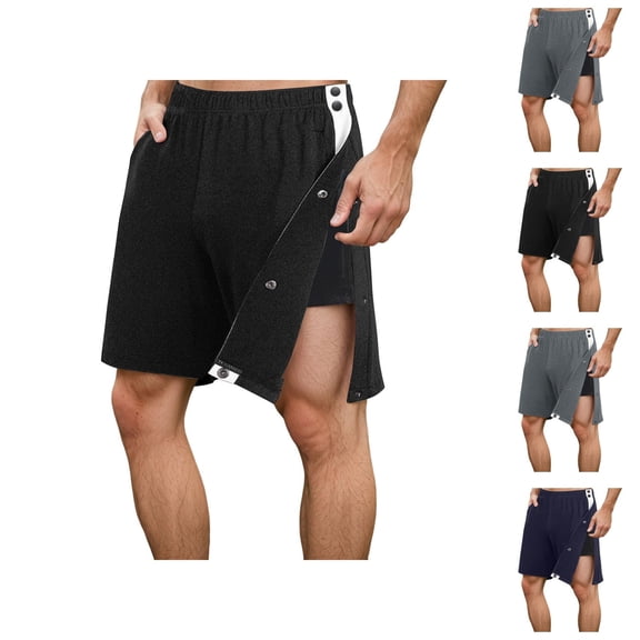 Tear Away Shorts for Men Summer Post Surgery Recovery Side Snap Break Away Shorts with Pockets
