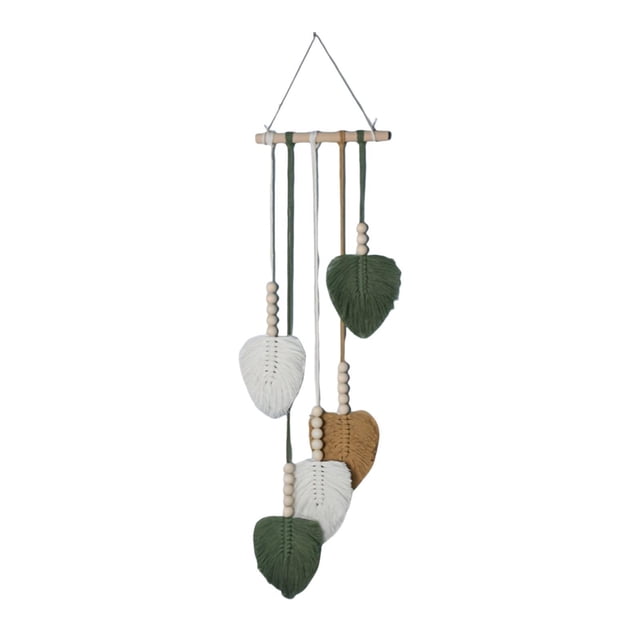 Tapiz bohemio de hojas tejidas, decoración de pared, decoración del hogar, adorno artístico de hojas decorativas, borlas de macramé para bodas y