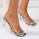 thumbnail image 1 of MKLEKYY Sandalias de Mujer, Sandalias de Mujer A La Moda, Nuevo Patrón, Estampado Floral, Punta Cuadrada, Punta Abierta, Tacones Finos Transpirables, Tacones Altos Cómodos de Verano, 1 of 4