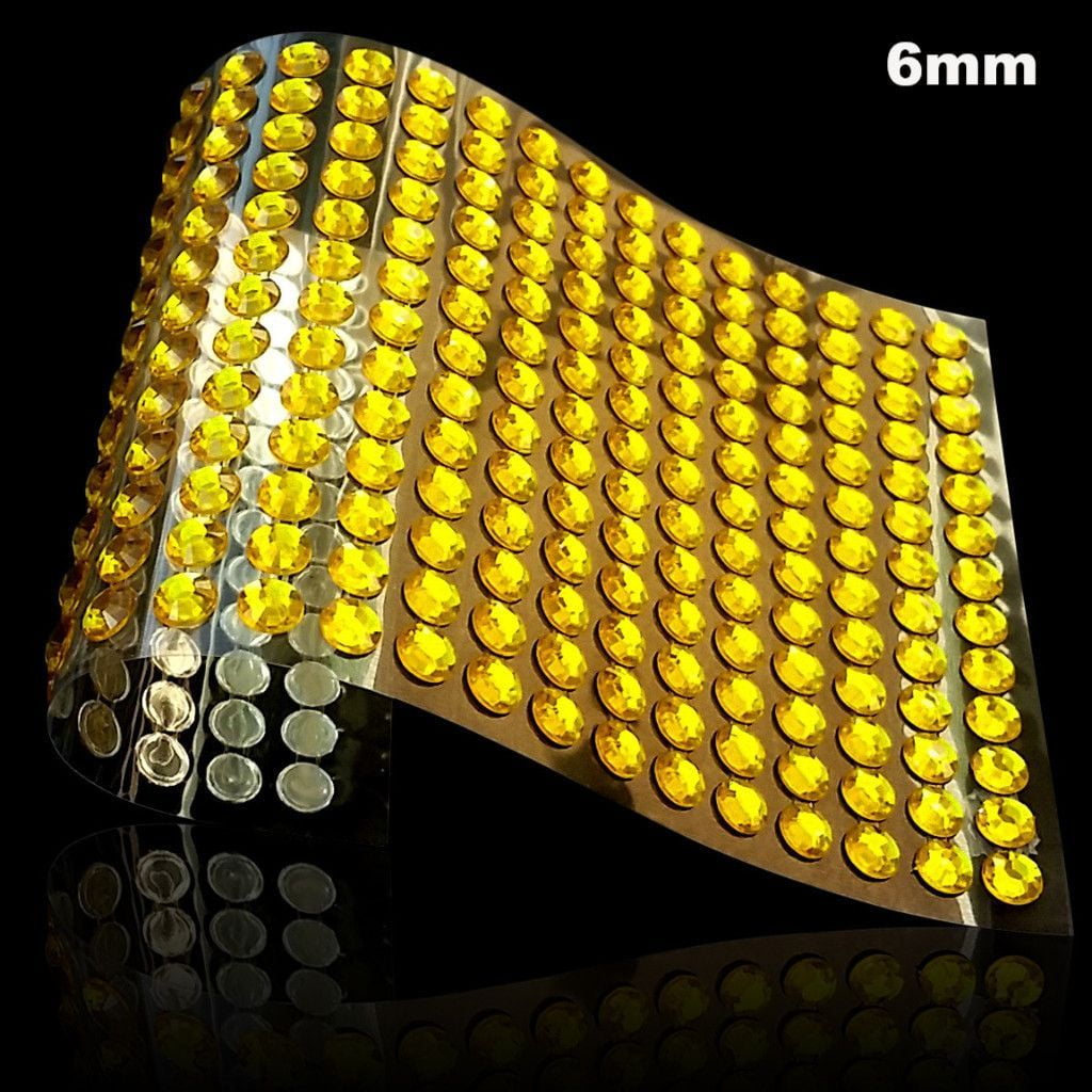 260 x 5mm Self Adhesive Yellow Diamante Stick on Crystals Sticky Rhinestone Gems 