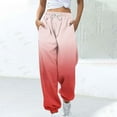 thumbnail image 2 of Women's Elastic High Waist Joggers Baggy Pants Color Block Drawstring Casual Sweatpants With Pockets (M, Red), 2 of 4