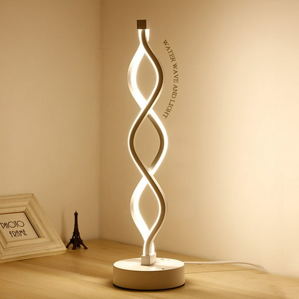 Lámpara de mesa LED de onda espiral Lámparas decorativas de escritorio modernas (blanco cálido de la UE)