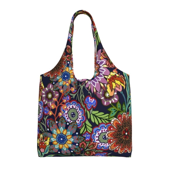 Vsdgher Vintage Floral Print canvas Tote Bag, Lightweight Cloth Bags, Suitable for shopping, groceries, travel