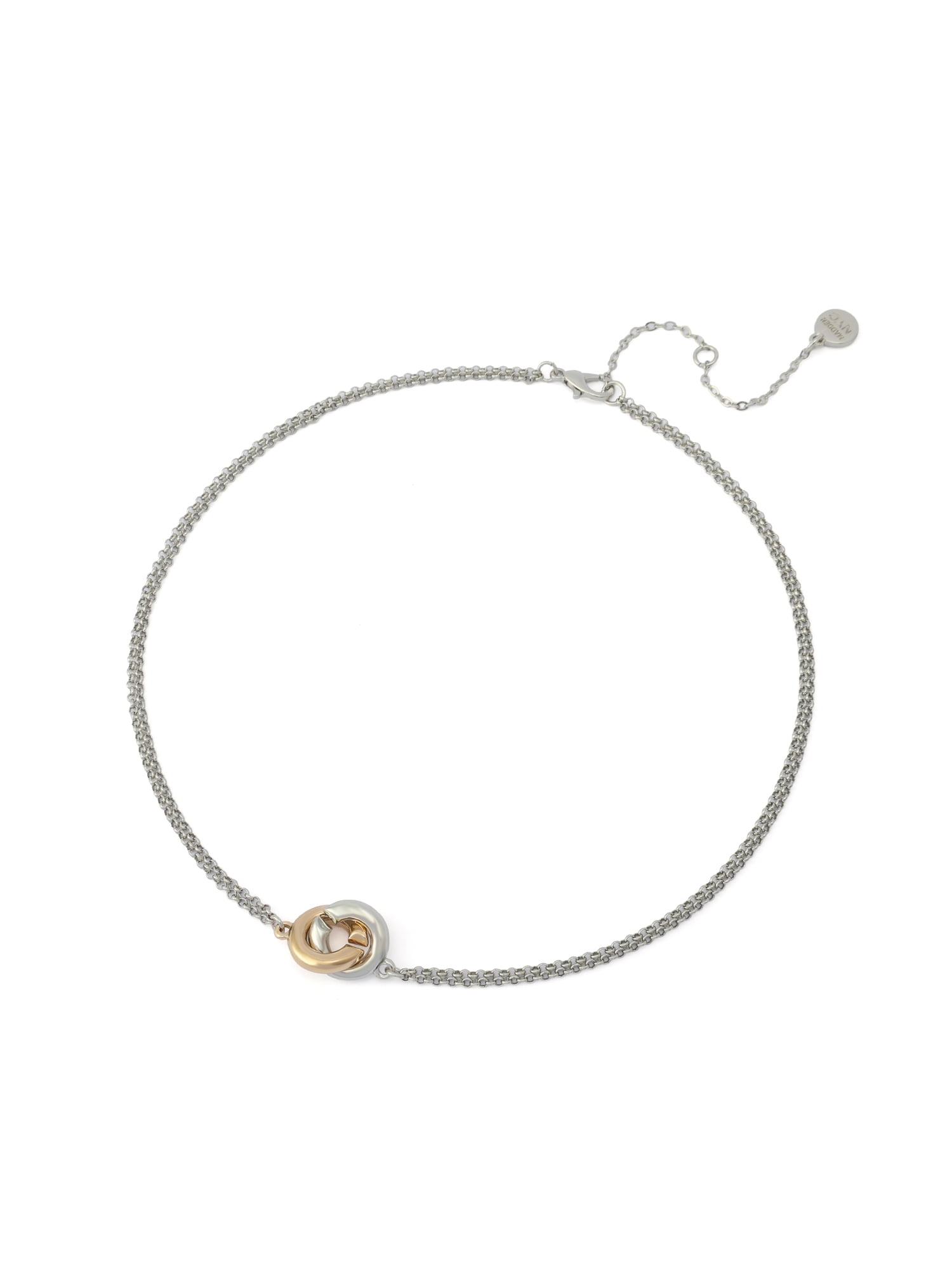 Madden NYC Women's Fashion Two-tone Interlocking Ring Pendant Necklace
