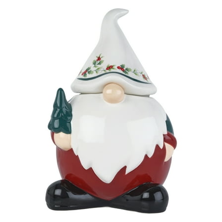 Pfaltzgraff Winterberry 10 in Dolomite Gnome Cookie Jar Canister