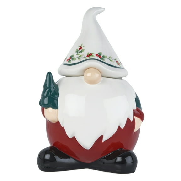 Pfaltzgraff Winterberry 10 in Dolomite Gnome Cookie Jar Canister