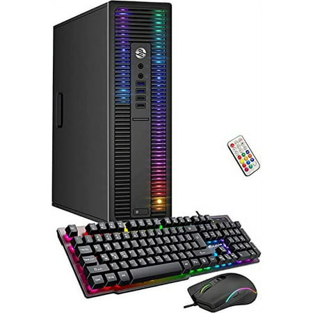 HP EliteDesk Desktop RGB Lights Computer AMD A-Series Processor, Windows 10 Pro 64-bit, Wi-Fi, Gaming PC Keyboard & Mouse (used) (8 GB RAM, 256 GB SSD)