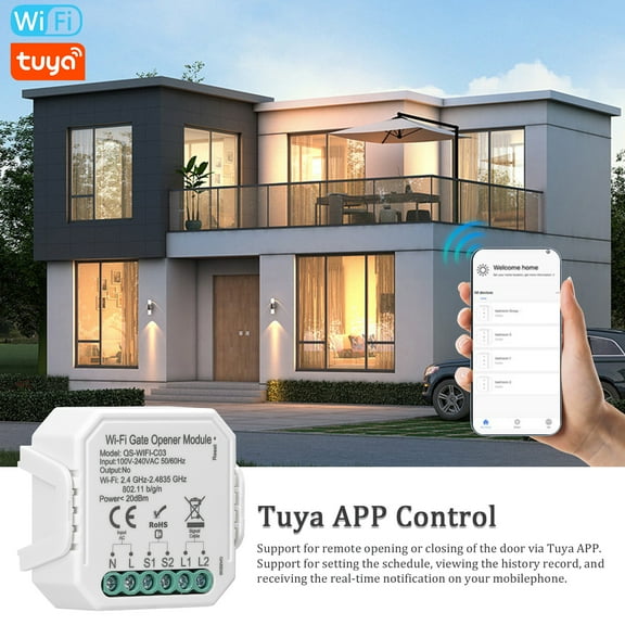 Intelligent switch of rolling shutter door,Door Opener Compatible With Voice Opener App Compatible Eryue Eryuetuya Wifi Multicolor