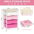 thumbnail image 5 of Rolling Storage Cart with 4 Drawers, KK KINGRACK Drawer Cart with Wooden Tabletop for Craft Office School Storage, Pink, 5 of 5