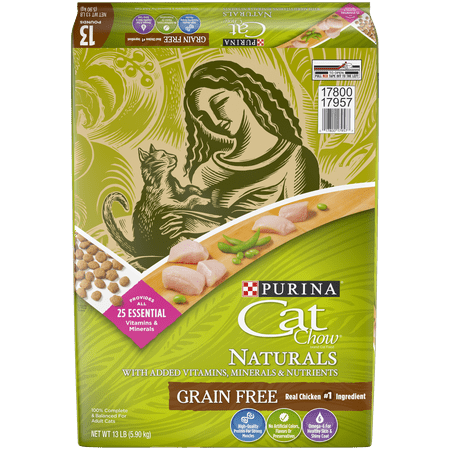 Purina Cat Chow Grain Free Chicken Natural Dry Cat Food, 13 (Best Rated Cat Food By Vets)