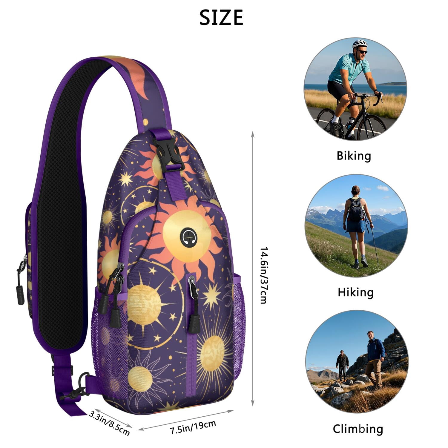 Winter Animal Lover Gift Sling Backpack – Water-resistant Fabric, Ergonomic Fit, Anti-theft Pocket – Adorable Penguin Snowflake Print