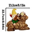 thumbnail image 3 of 9.13in Solar Garden Gnome Riding Highland Cow Statue Outdoor Yard Decor, Farmhouse Solar Lighted Gnome Figurine Patio Lawn Garden Decoration, 3 of 6