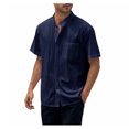 thumbnail image 2 of Tdoqot Mens Casual Linen Shirts- Loos Fit Summer Button Down Short Sleeve Beach Shirts with Pocket Dark Blue Size 2XL, 2 of 9