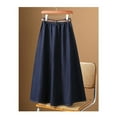 thumbnail image 6 of High-End Spring A-Line Flared Denim Skirt for Women 2025 New Dark Blue High-Waisted Slimming Spring Autumn Midi Skirt, 6 of 8