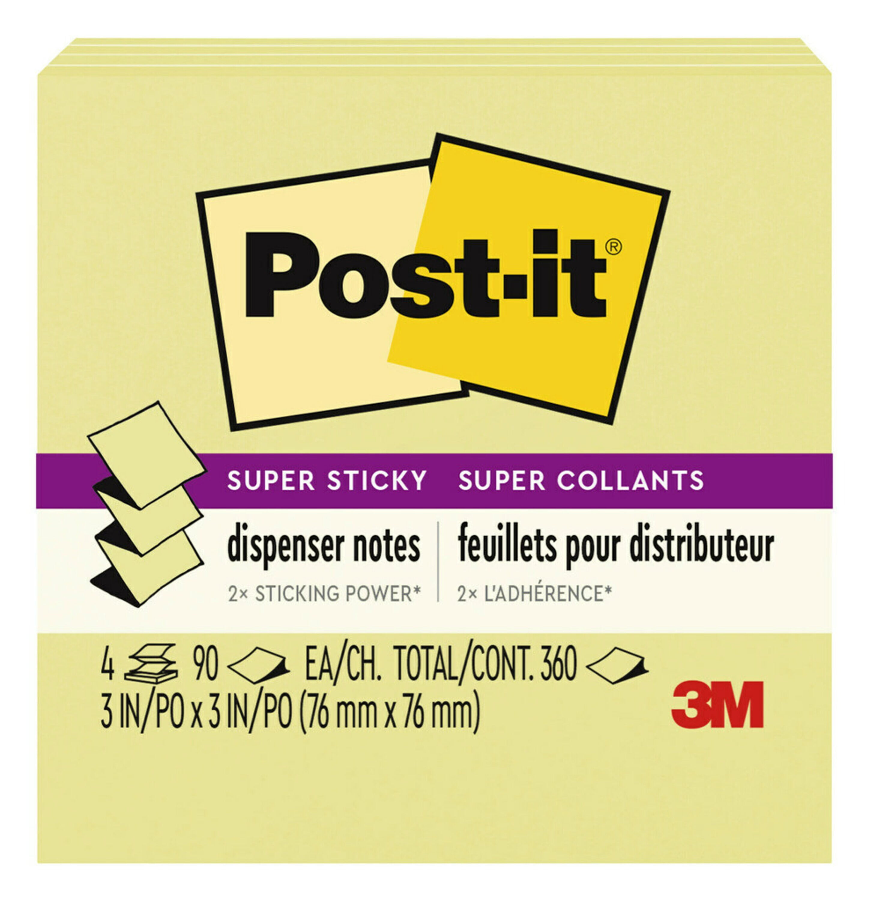 Post It Super Sticky Notes 2X2 In 10 Pads 2X The Sticking Power Canary YELLOW Re 