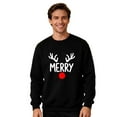 thumbnail image 2 of Qulqfy Mens Sweatshirt Long Sleeve Xmas Reindeer Black Christmas Fleece Lined Warm Cute Sweatshirts Matching Pjs for Couples L, 2 of 6