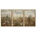 thumbnail image 4 of Drsoum Vintage Meadow Wildflower Field Wall Prints Classic Retro Farmhouse Landscape Wall Art 16x24in3pcs Natural Framed Rustic Decorations for Kitchen Bedroom, 4 of 6