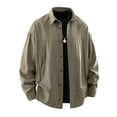 thumbnail image 4 of Mens Loose Fit Denim Shirt Jacket, Lapel Collar Stitched Pocket Button Down Long Sleeve Casual Overshirt Shacket for Spring Fall Streetwear Size 4XL Brown, 4 of 9