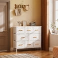 thumbnail image 6 of YILQQPER 8 Drawer Fabric Dresser Accent White Dresser Chest Storage Organizer for Bedroom with WoodBoard and Artificial Leather for Living Room, Hallway, Entryway, Closet, Nursery, Kids Bedroom, 6 of 8