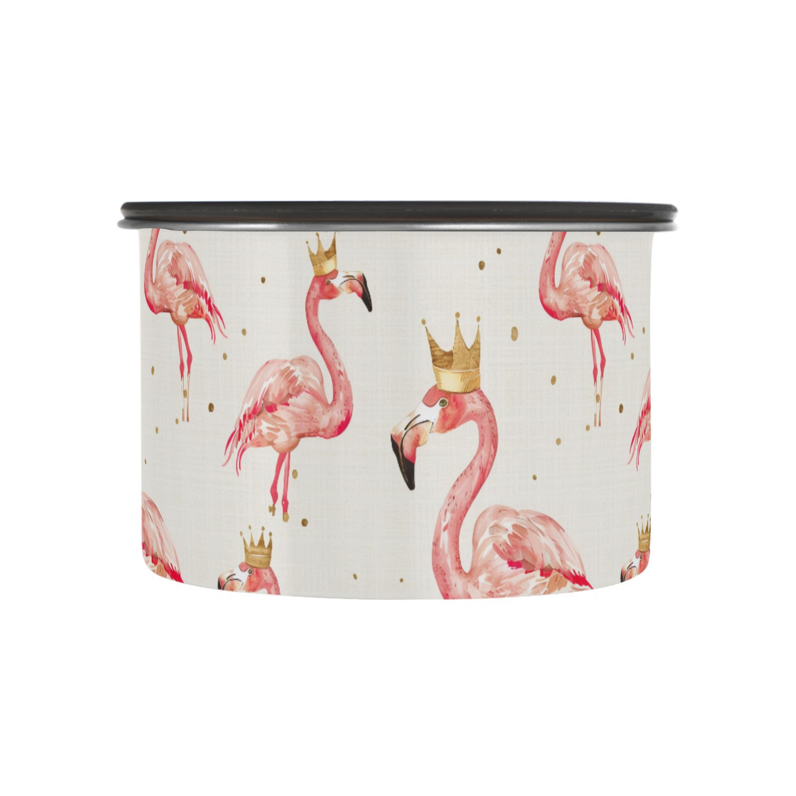 Pink Flamingo Crown Airtight Coffee Bean Canister 30oz Food Storage Containers with Lids For Gournd, Tea, Sugar, Flour, Rice, Cereal, Candy Cookie Jar