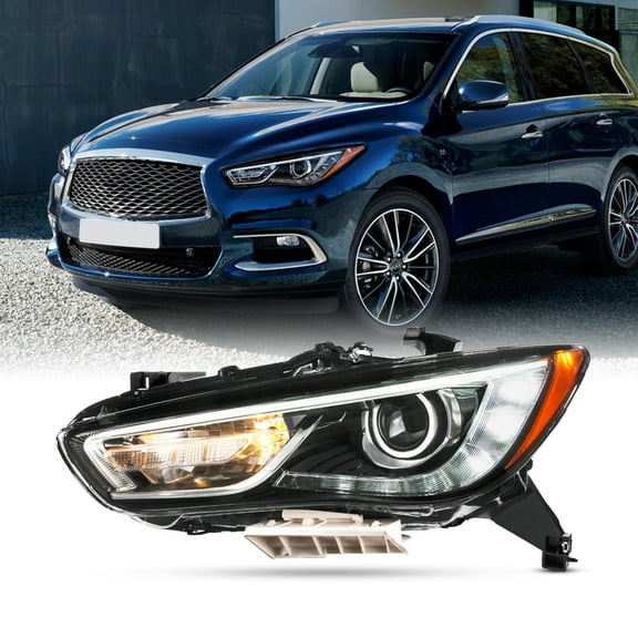 AKKON - Fits 2016 2017 2018 QX60 LED DRL Running [HID/Xenon Type] Projector Chrome Headlight Driver Left Side Non-AFS