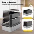 thumbnail image 3 of Enclosed Cat Litter Box: All Black Stainless Steel - Odor-Resistant & Easy Wipe Clean - Teflon Non-Stick Coating for Quick Cleaning - Large Top-Exit Pan for Modern Homes Garage, 3 of 16