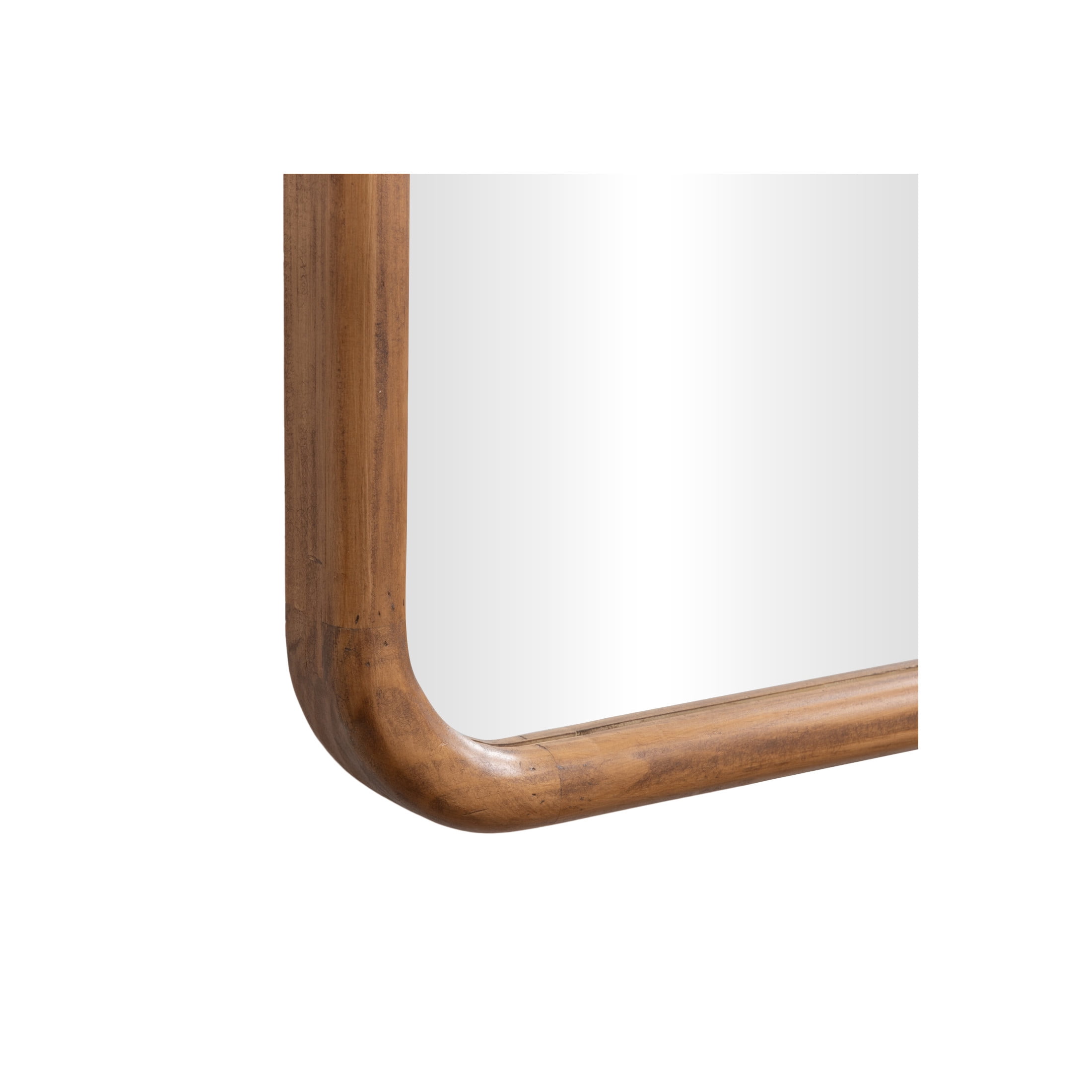 DecMode 24" x 47" Brown Handmade Wall Mirror with Natural Wood Grain and Deep Set Frame