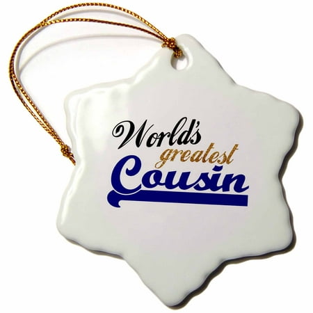 3dRose Worlds Greatest Boy Cousin - Best family relative - blue text for male relations - cousin brother - Snowflake Ornament,