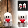thumbnail image 2 of Halloween Ghost Figurine Decor, Cute Heart Ghost Halloween Decorations, Resin Spooky Ghost Statue Decor for Indoor Bedroom & Office Desk, 2 of 9