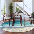 thumbnail image 4 of Summer Beach Coastal Round Rugs 8ft, Watercolor Seaside Waves Ocean Non Slip Washable Rug Runner, Low Pile Indoor Floor Carpet Mat Bathroom Rugs for Living Room, Bedroom, Kids Room, 4 of 9