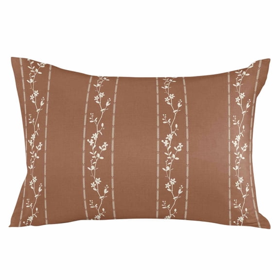 Brown Flowers Branch Throw Pillow Cover 20 x 36 Inch Decorative Pillow Cover Spring Summer Farmhouse Botanical Lumbar Pillowcase Seasonal Rectangle Cushion Case for Couch Sofa Bed Living Room