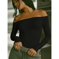 thumbnail image 2 of MOYIKO Off The Shoulder Tops For Women Fitted Long Sleeve Shirts Elegant, 2 of 7